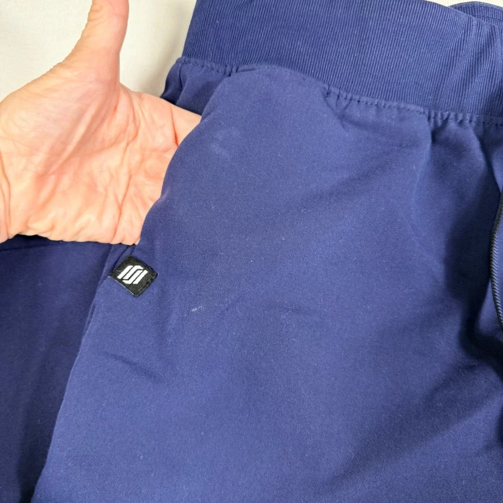 Jaanuu Scrub Set Medium Navy Blue V-Neck Top Jogger Pants Medical Uniform W10001